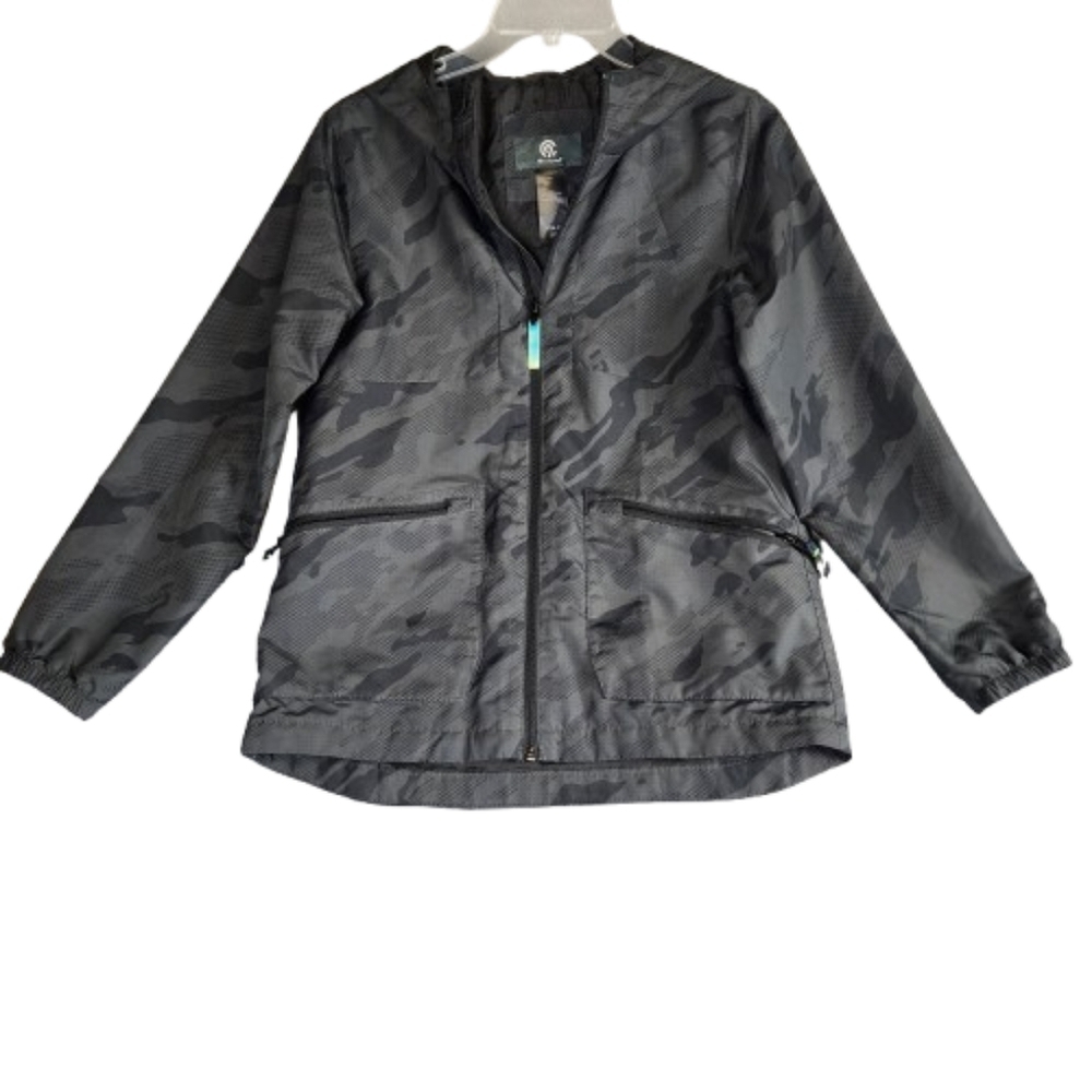 Champion Black And Gray Camouflage Windbreaker Jacket Womens Medium